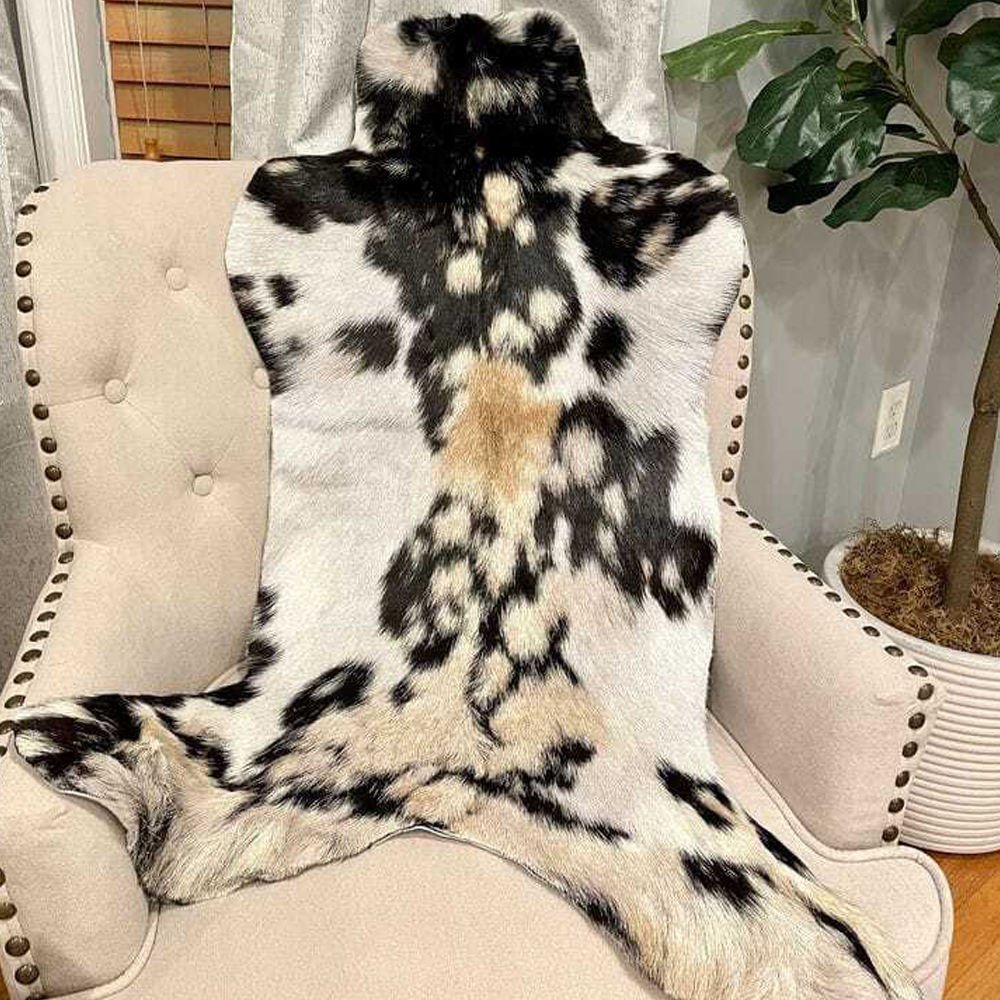 Black and White New 100%-Real Cowhide Leather Tri-color Acid-Washed Natural Goatskins Carpet-Area Room-Decoration Rugs